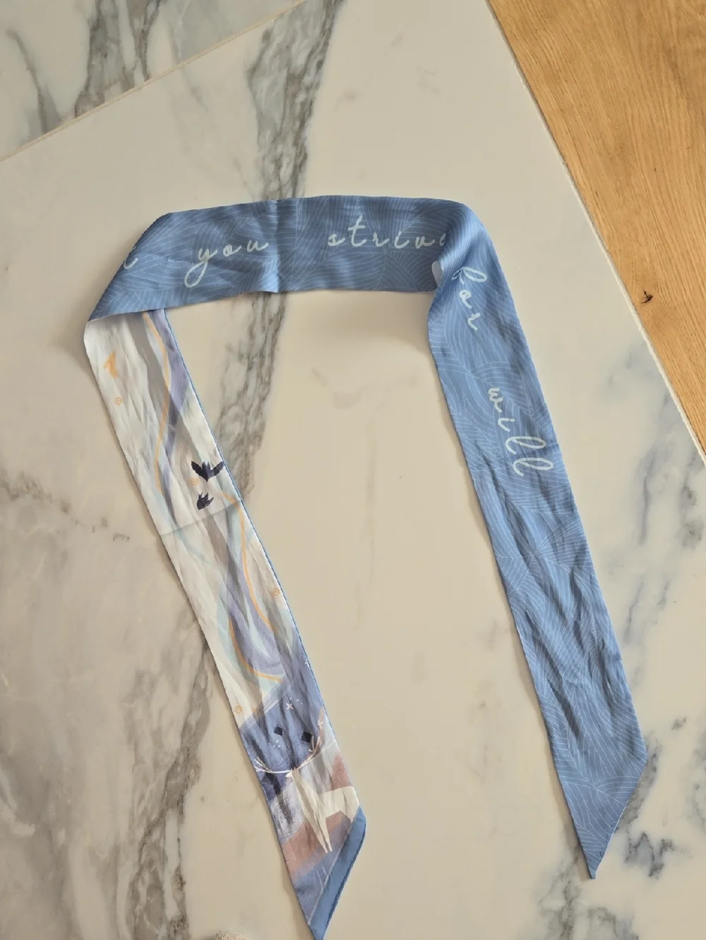Blue Multicolor Silk Like Scarf Tie - Women Accessories, GUC, Unbranded